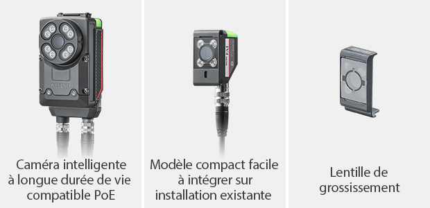 Caméra intelligente à longue durée de vie compatible PoE / Modèle compact facile à intégrer sur installation existante / Lentille de grossissement